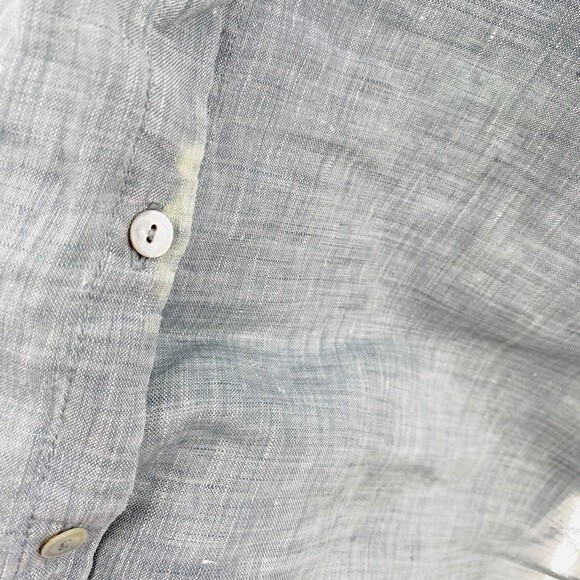 Eileen Fisher Size M Petite Organic Linen Button Down Shirt Light Blue Coastal - Picture 6 of 7